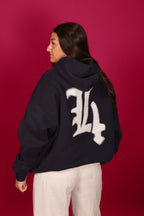 L4 Navy Blue Oversized Fleece Hoodie
