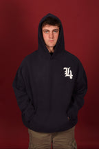 L4 Navy Blue Oversized Fleece Hoodie