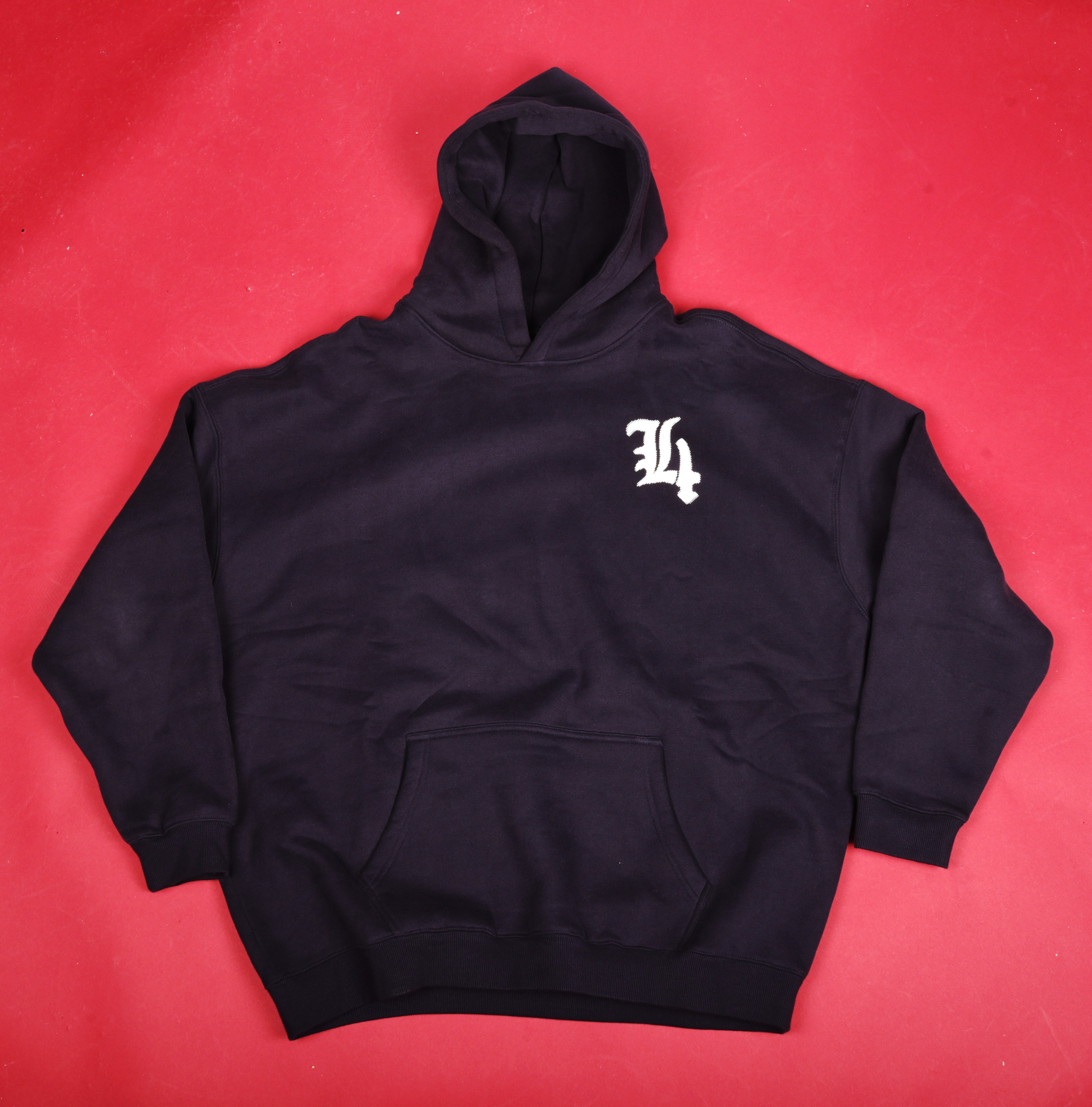 L4 Navy Blue Oversized Fleece Hoodie